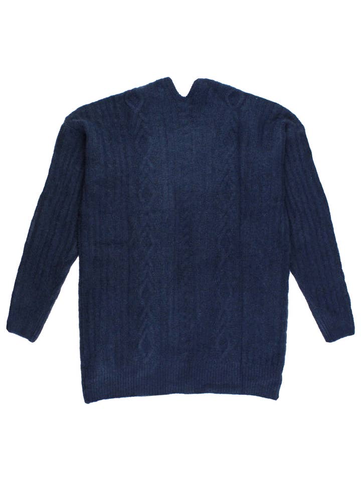 Blue Women's Dark Navy Cozy Sweater Knit Open Cardigan for wholesale on Faire