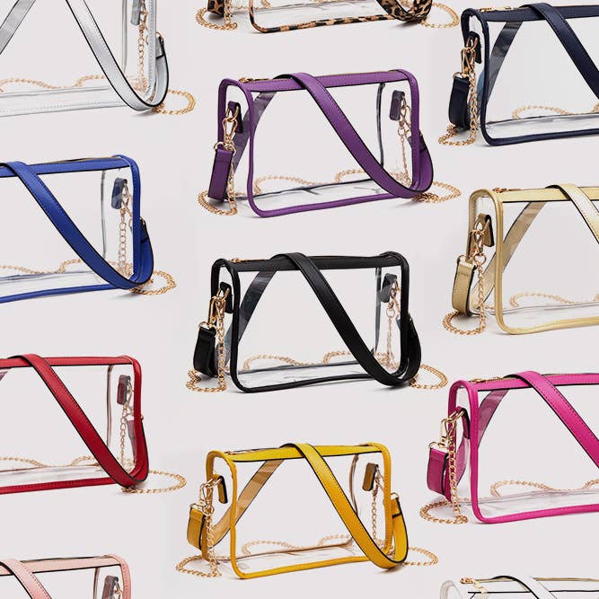 Hana - Wholesale Crossbody Bag - Women's - Clear Rectangle Stadium Concert Crossbody Bag