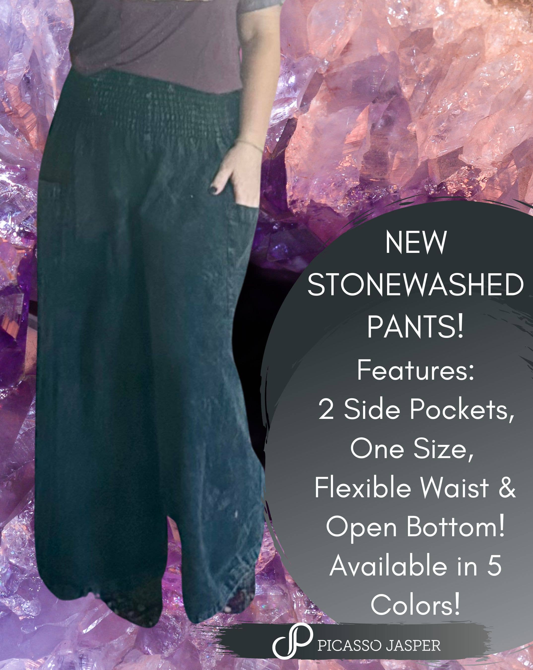 Picasso Jasper - Wholesale Pants - Women's - 100% Cotton, Stonewashed Two Pocket Magic Pants4