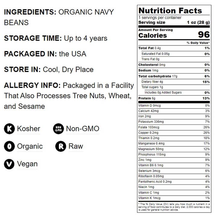 Food To Live - Wholesale Beans - Organic Navy Beans – High in Protein and Dietary Fiber2