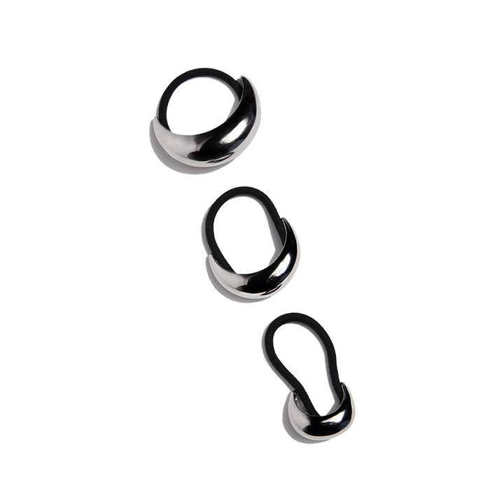 INH Hair - Wholesale Hair Tie - 3-piece Pony Cuff Set | Silver/Gold Ponytail Holder Cuffs1