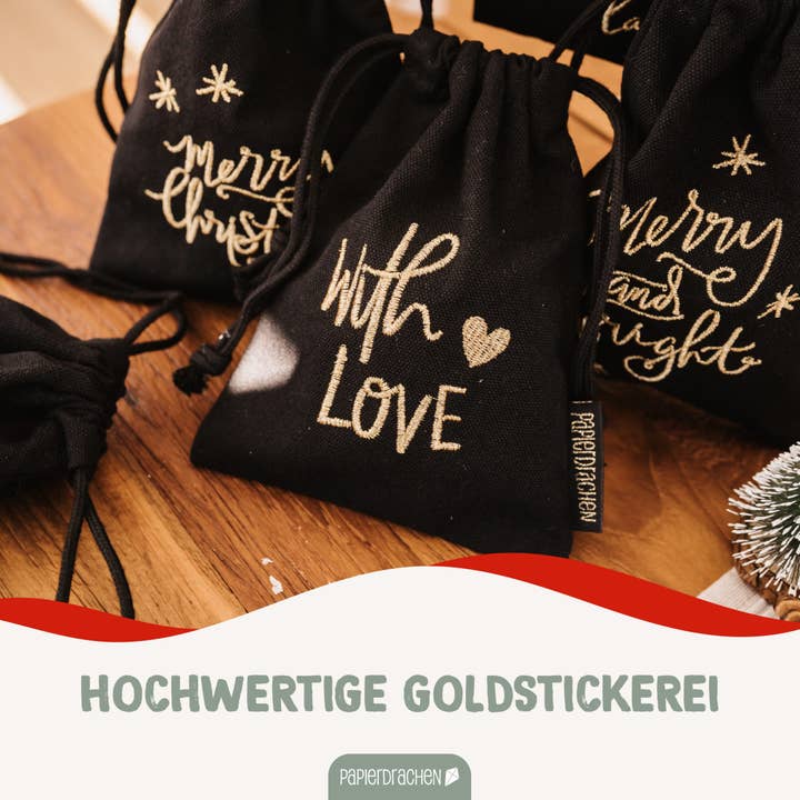 Papierdrachen - Wholesale Gift Bag Set/Pack - Paper Kite 6 Gift Bags Black Gold - Set 274