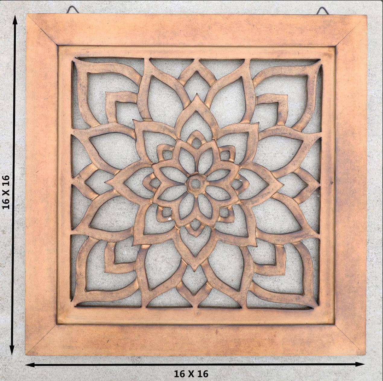 Lungta Imports - Wholesale Wall Accent - Handcrafted Large Lotus Wooden Wall Panel For Home Decor2