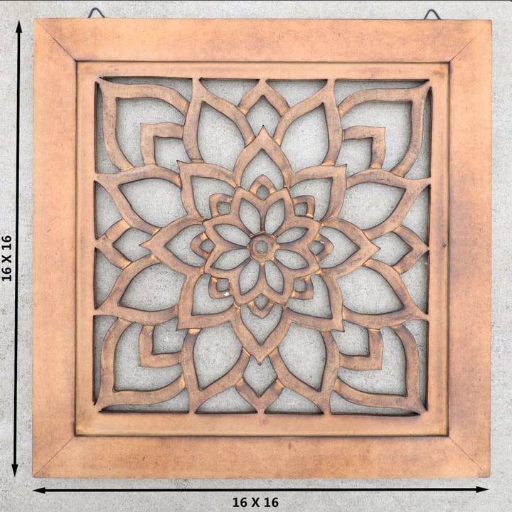 Lungta Imports - Wholesale Wall Accent - Handcrafted Large Lotus Wooden Wall Panel For Home Decor2