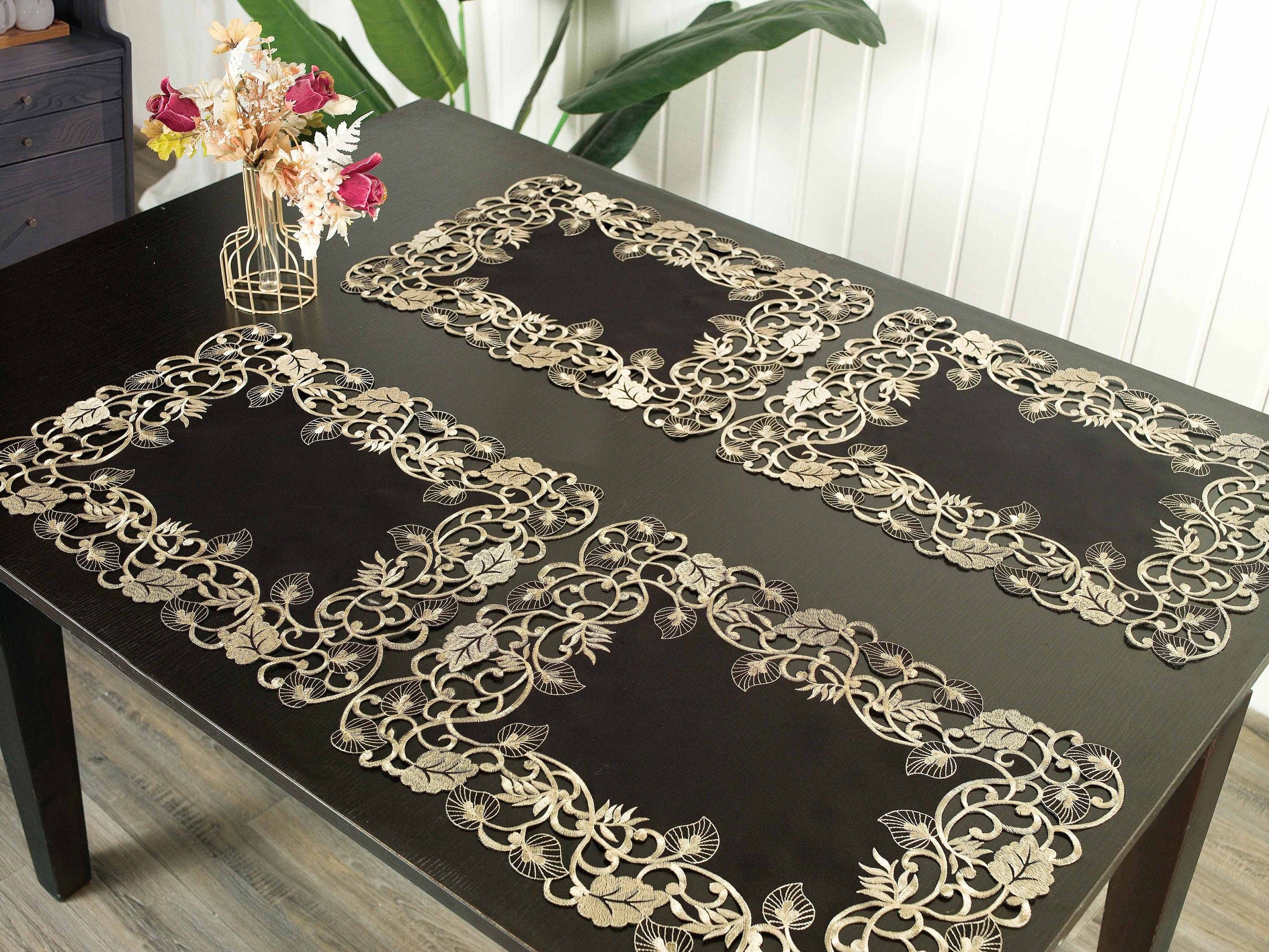 Decozen - Wholesale Tablecloth - Black Gold Table Linen Polyester Fabric3