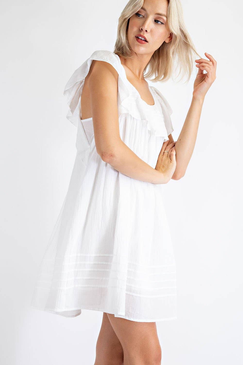 Edit by Nine - Wholesale Dress - Women's - TD1385 COTTON VOILE BABYDOLL WITH  RUFFLE SLEEVE5