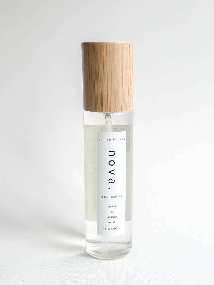 Nova - 4 oz Fig + Vetiver Luxe Room & Linen Mist for wholesale by yam collective
