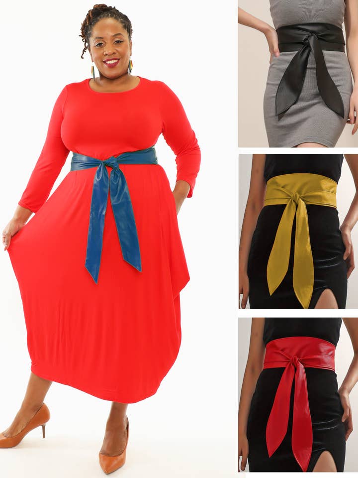 Cinturón ancho elegante de cuero sintético para mujer, color sólido, talla única para venta al por mayor de KaraChic