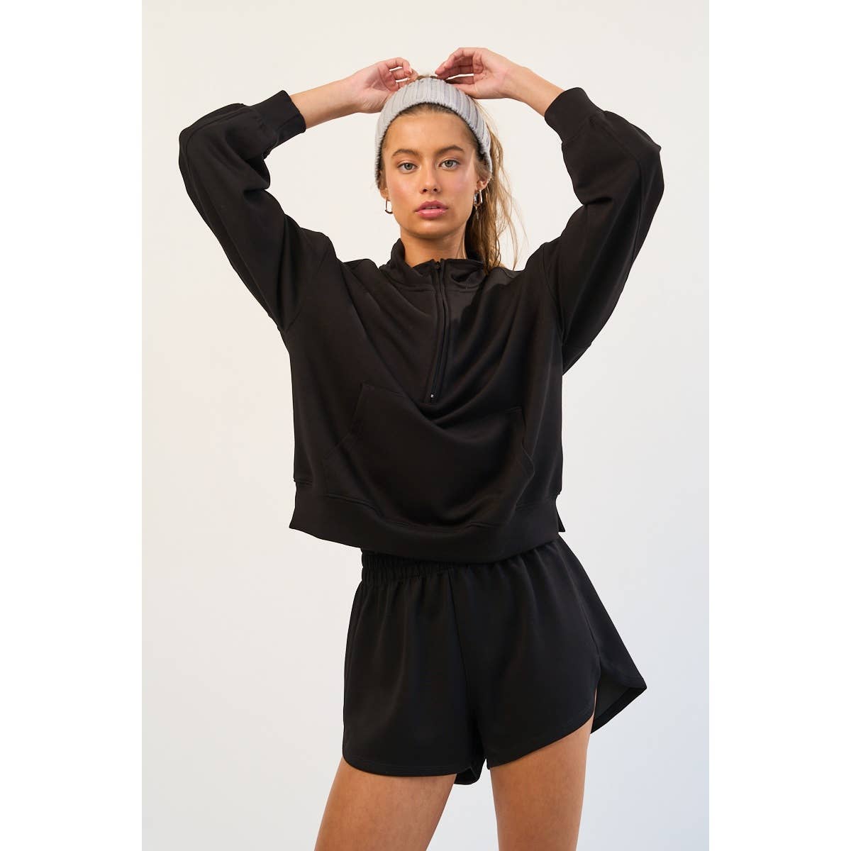 The GREii - Wholesale Sweatshirt - Women's - Mock Neck Half Zip Up Sweatshirt2