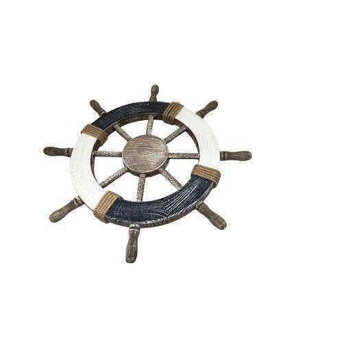 Blue Harbour Ship'S Wheel With Ropes-113 for wholesale by International Gifts Ltd.