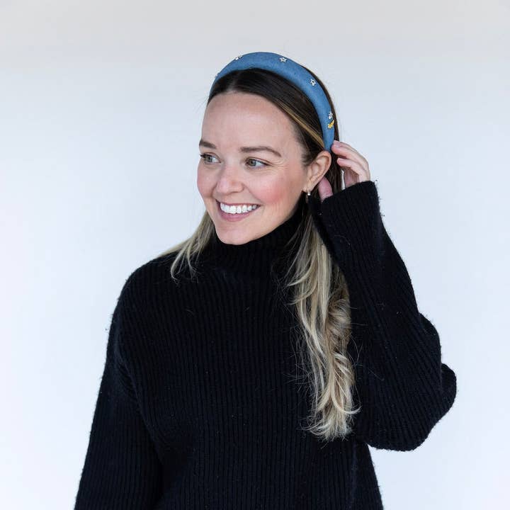 Classic Padded Star Headband - Medium Wash for wholesale by Headbands of Hope | One Purchased One Donated
