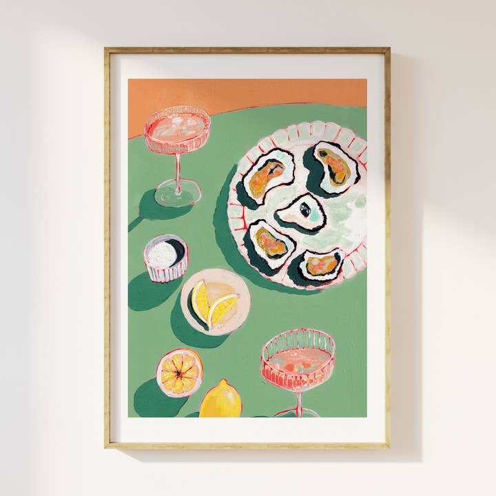 Oesters en roséchampagne voor wholesale door Amelia Jayne Art