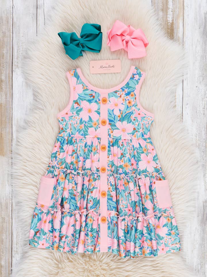 Pretty Petals Tiered Ruffle Dress for wholesale by Marie Nicole Clothing