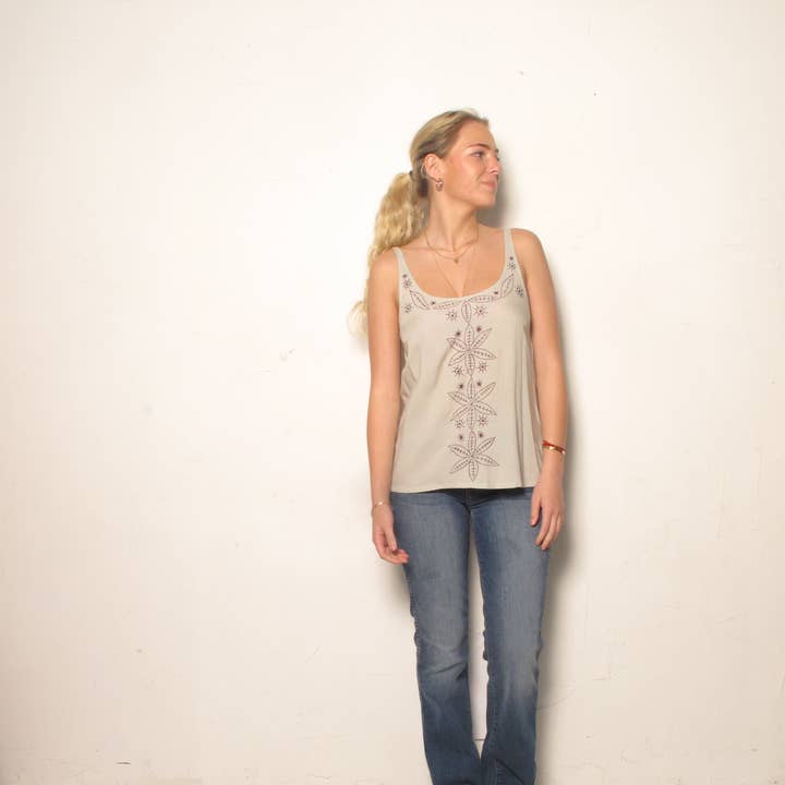 Embroidered Cotton Tank for wholesale by Blue Sky