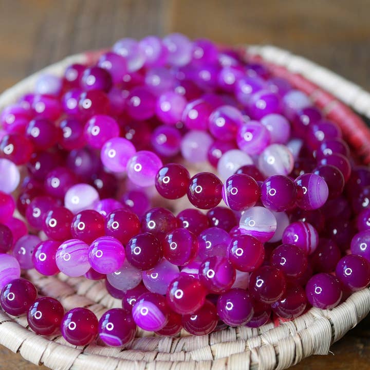 Gemstone Stretch Bracelet Pink Banded Agate Enhanced for wholesale by Superior Stones & Gifts INTL LLP