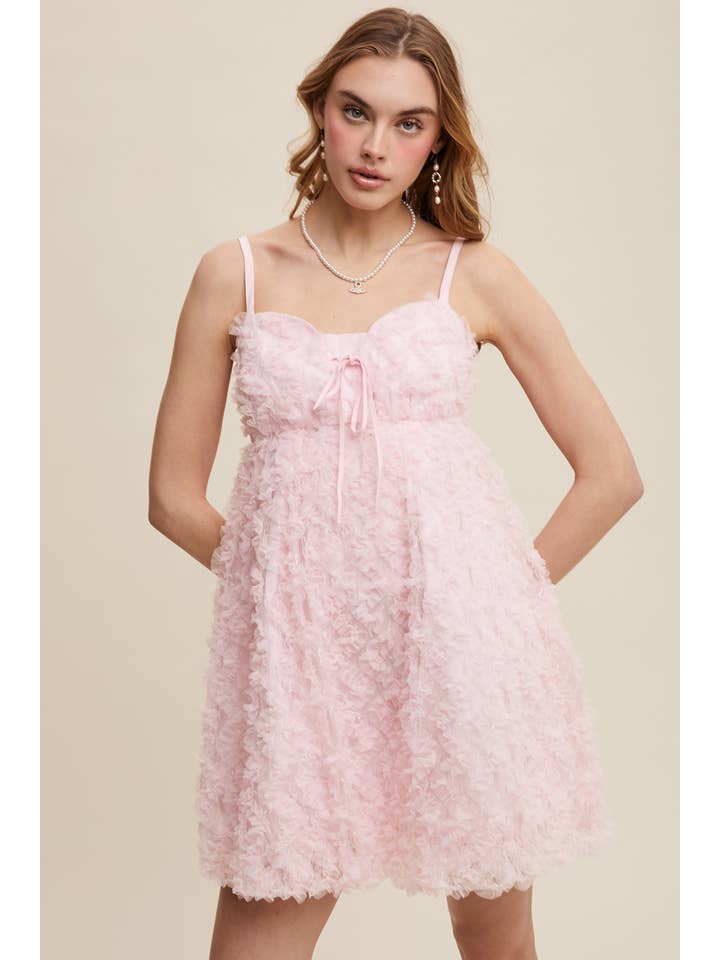 Listicle - Wholesale Dress - Women's - Fluffy Mesh Lace Layered Mini Dress28