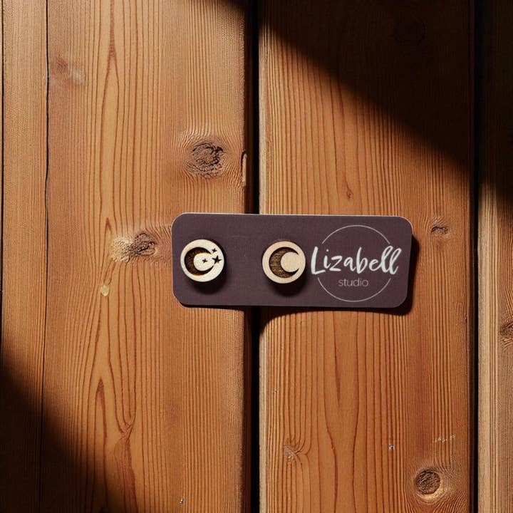 Magic Moon Stud Earrings for wholesale by Lizabell Studio