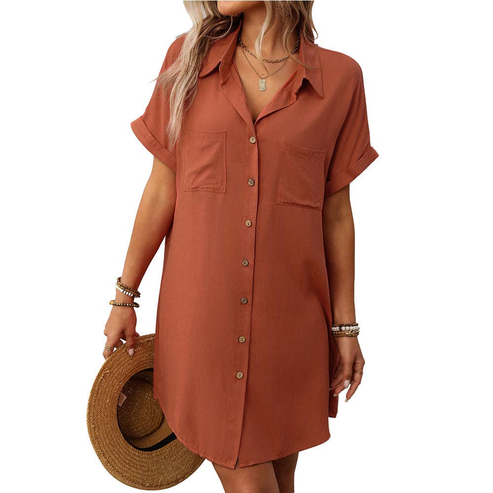 Suhkasana – Engroshandel Kjole - Dame – Stripet skjortekjole i bomuld og hør2