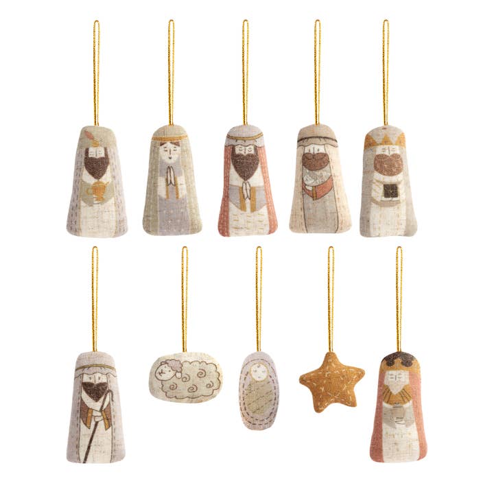 Children's Plush Nativity Ornaments - Set of 10 for wholesale by DEMDACO
