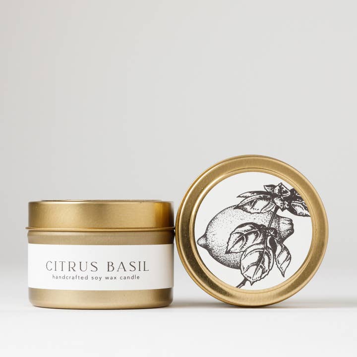 Nectar Republic - Wholesale Travel Candles - Citrus Basil : Tin Soy Candle ( spring fresh )