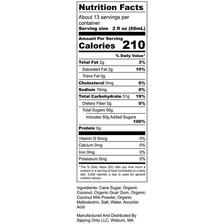 Sipping Only - Wholesale Cocktail Mix/Syrup - Handcrafted Coconut Simple Syrup1