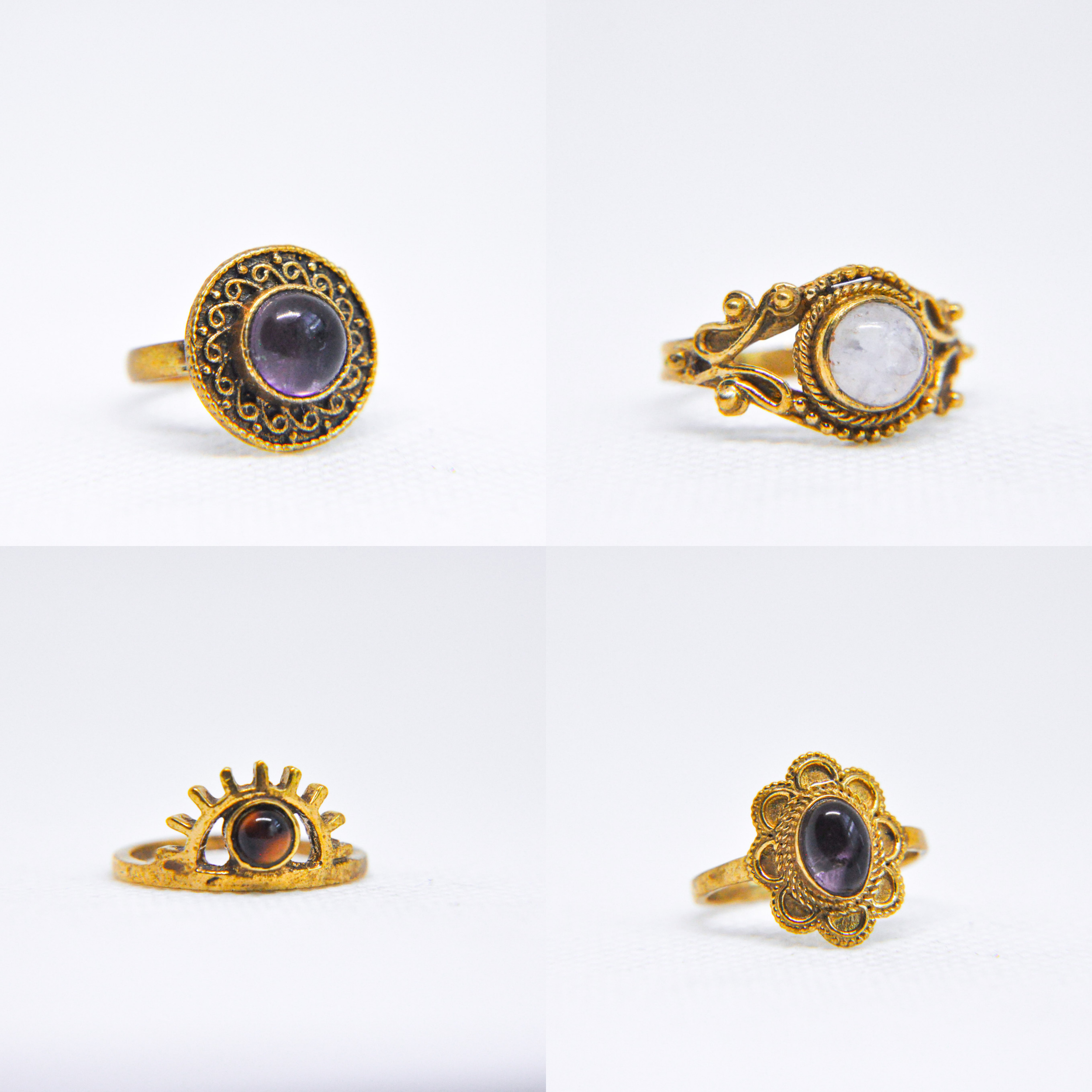 Zumki - Wholesale Single Stone/Solitaire Ring - Assorted Brass Natural Gemstone Ring 1