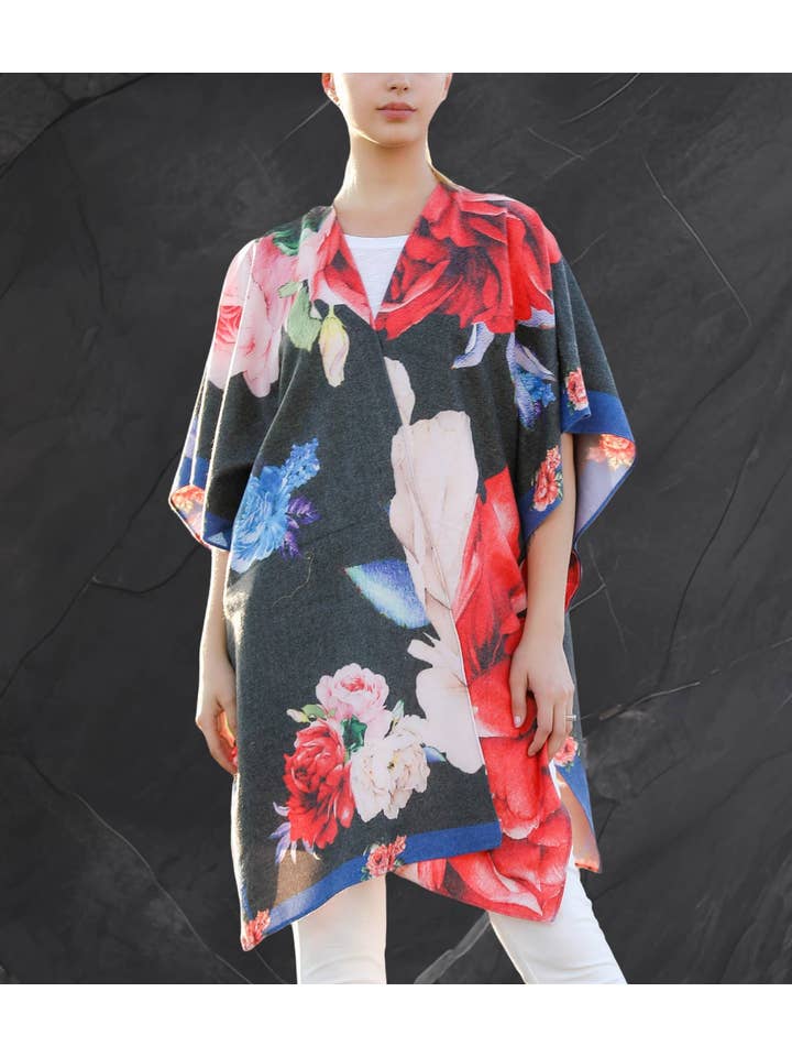 JC Sunny Fashion - Venta al por mayor Cárdigan - Mujer - JC090305 Especial Semanal Ruana Gruesa de Otoño/Invierno de Mezcla de Cachemira Peonía2