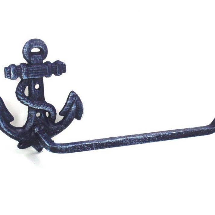 Hampton Ironworks - Vendita all'ingrosso Porta asciugamani/gancio per asciugamani - Portasciugamani rustico in ghisa blu scuro, 25,4 cm