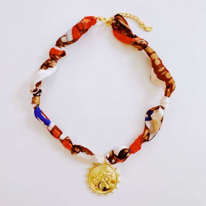 Ellison+Young - Wholesale Pendant/Charm Necklace - Luxe Print Medallion Pendant Scarf Necklace1