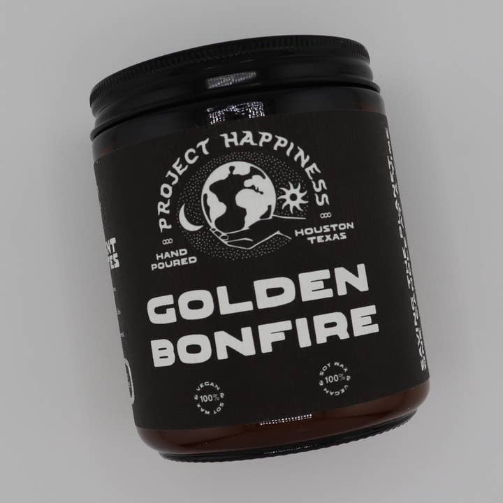 Golden Bonfire Soy Candle | Galentines Gift - 8oz for wholesale by Project Happiness Candle Co.