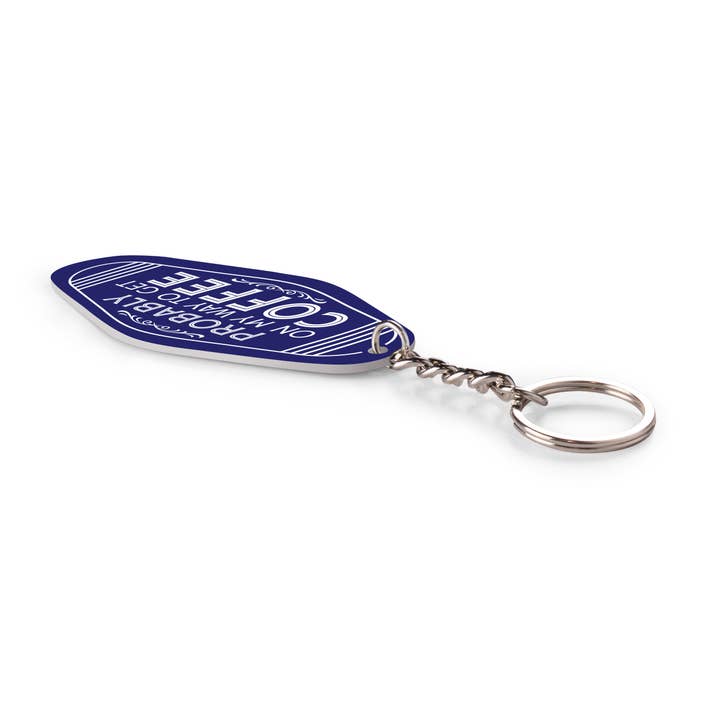 P. Graham Dunn - Wholesale Keychain - Unisex - Probably On My Way To Get Coffee Vintage Engraved Key Chain2