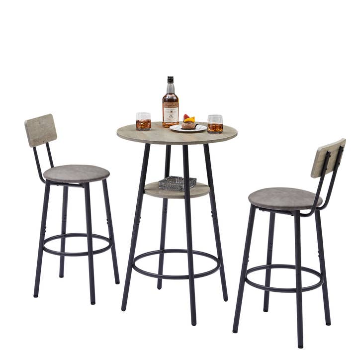 39F Inc. - Vente Tabouret - Tabouret de bar rond avec étagère, tabouret rembourré5