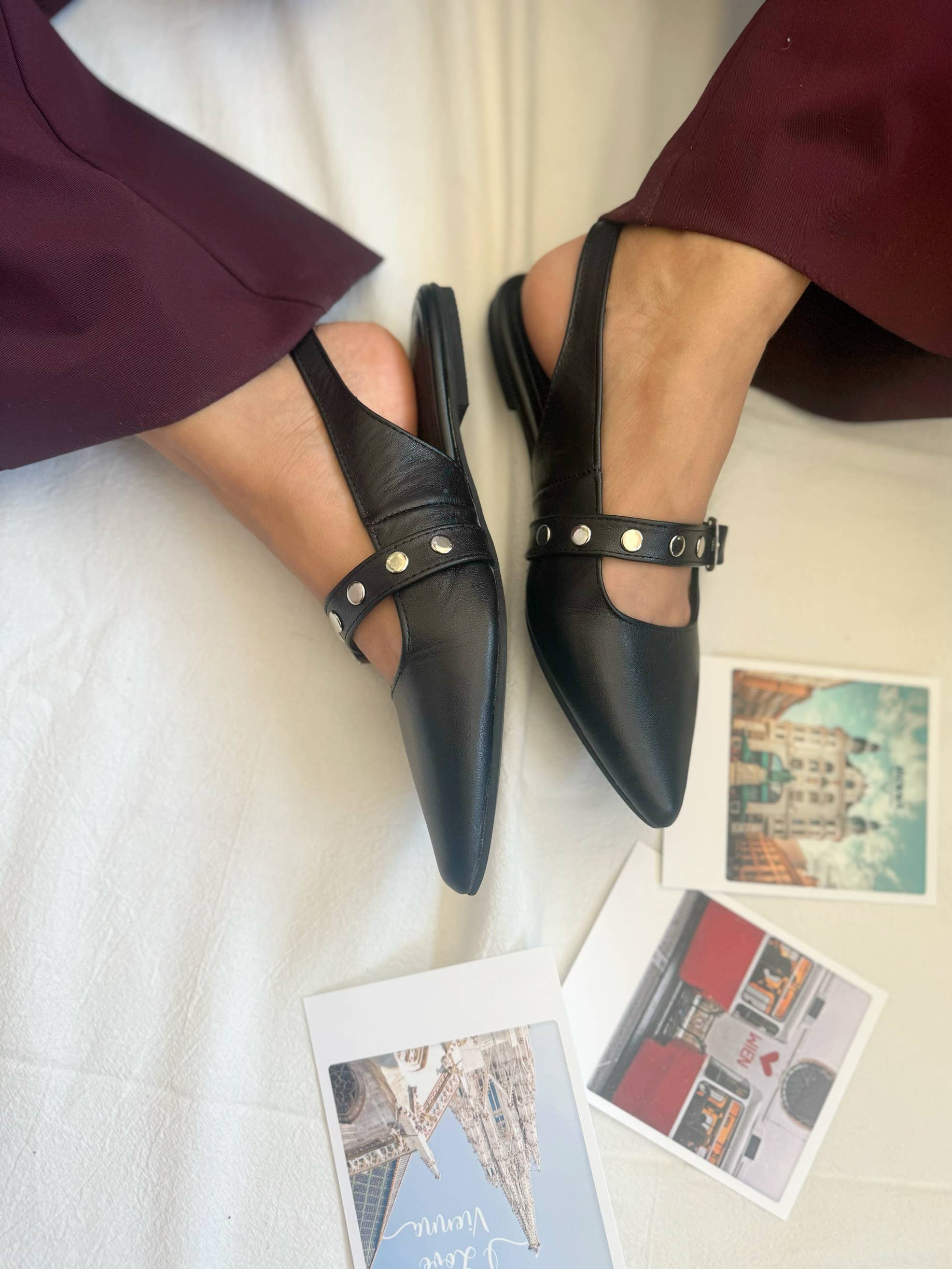 Christina Christi - Wholesale Muiltjes - Dames - Muiltjes voor dames, Zwarte leren muiltjes, Muiltjes met studs, Muiltjes voor dames2