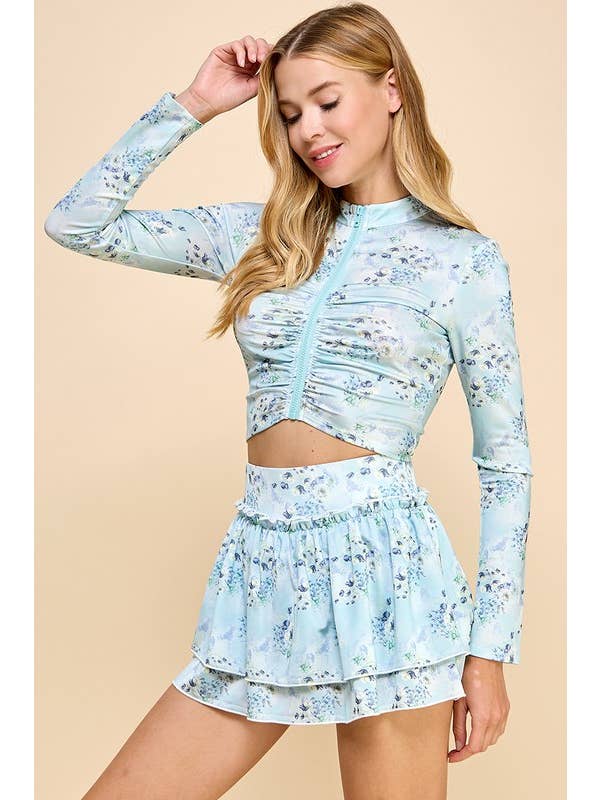 TCEC - Wholesale Jacket - Women's - CJ6601-Floral Printed Ruched Center Jacket2