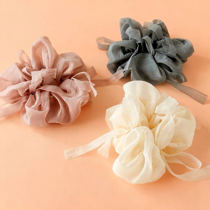 Oversized Chiffon Ribbon Scrunchie Hair Tie Women_CWAHA07537 for wholesale by ACCITY