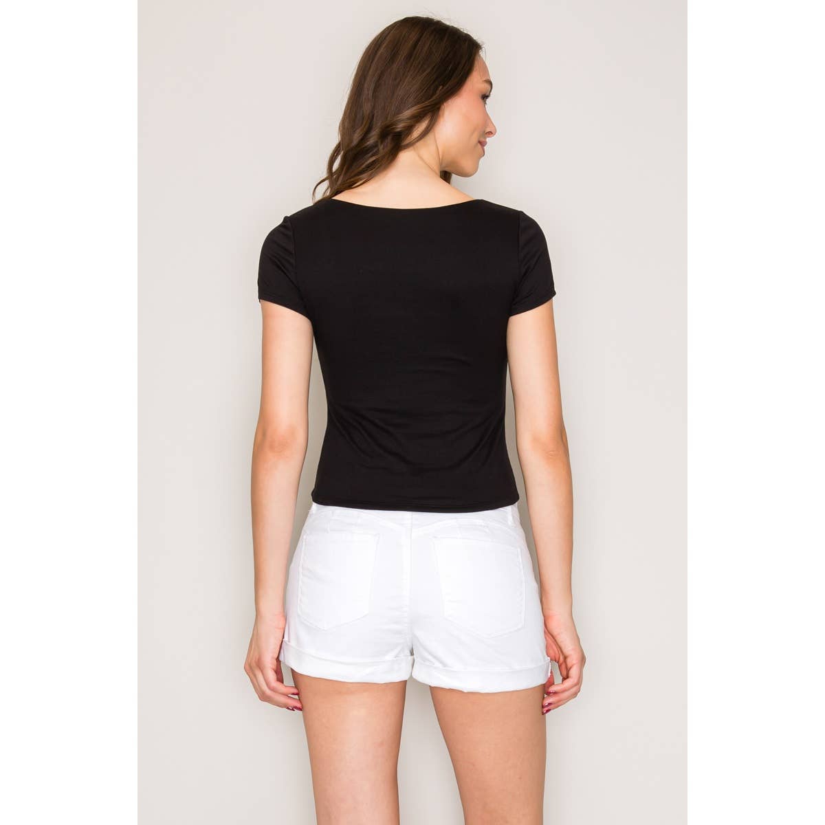 Popular 21 - Wholesale Knit Top - Women's - Double Layered Square Neck Short Sleeve Top5