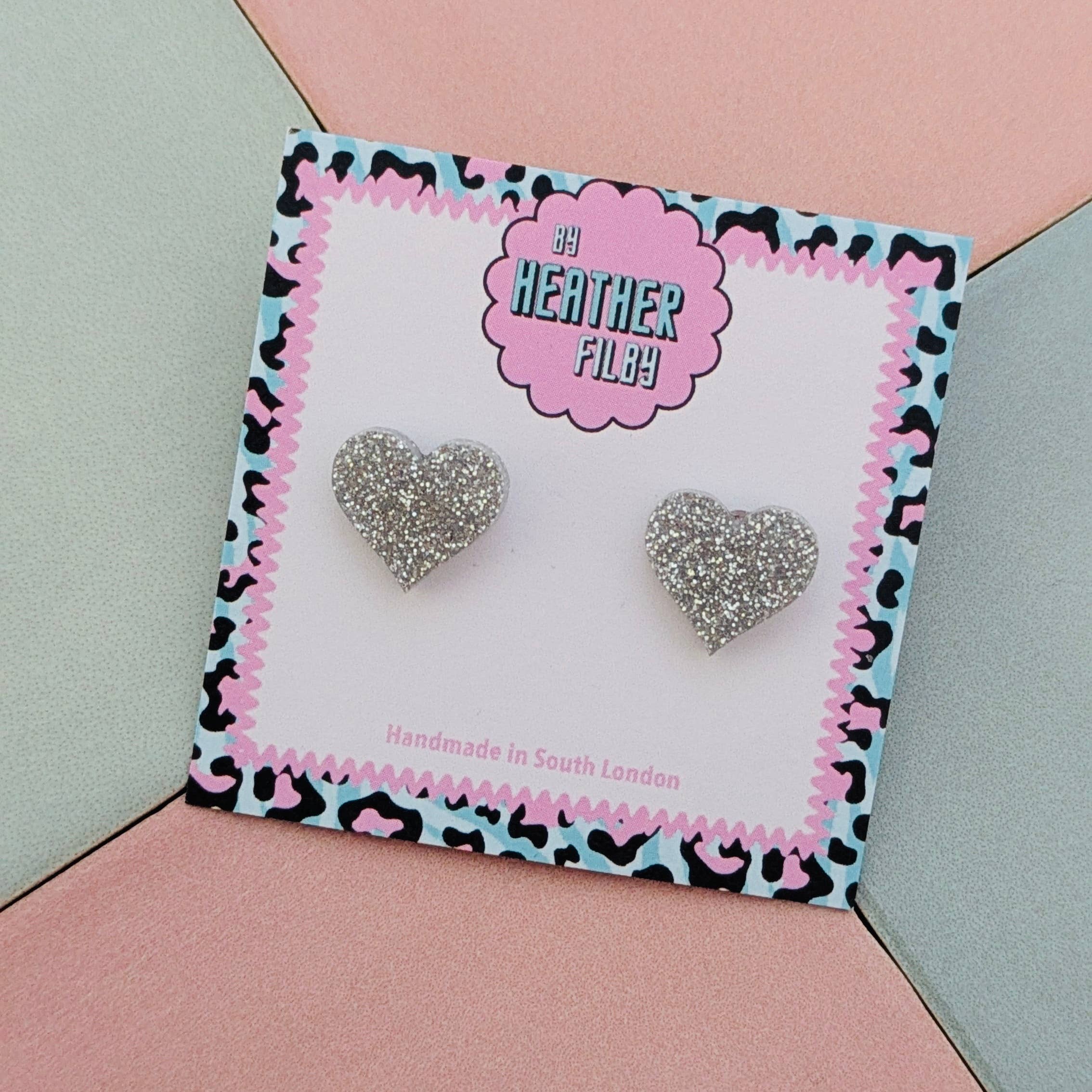 By Heather Filby – wholesale Stud/post earrings – Heart Stud Glitter Earrings (MORE COLOURS) - Best Seller18