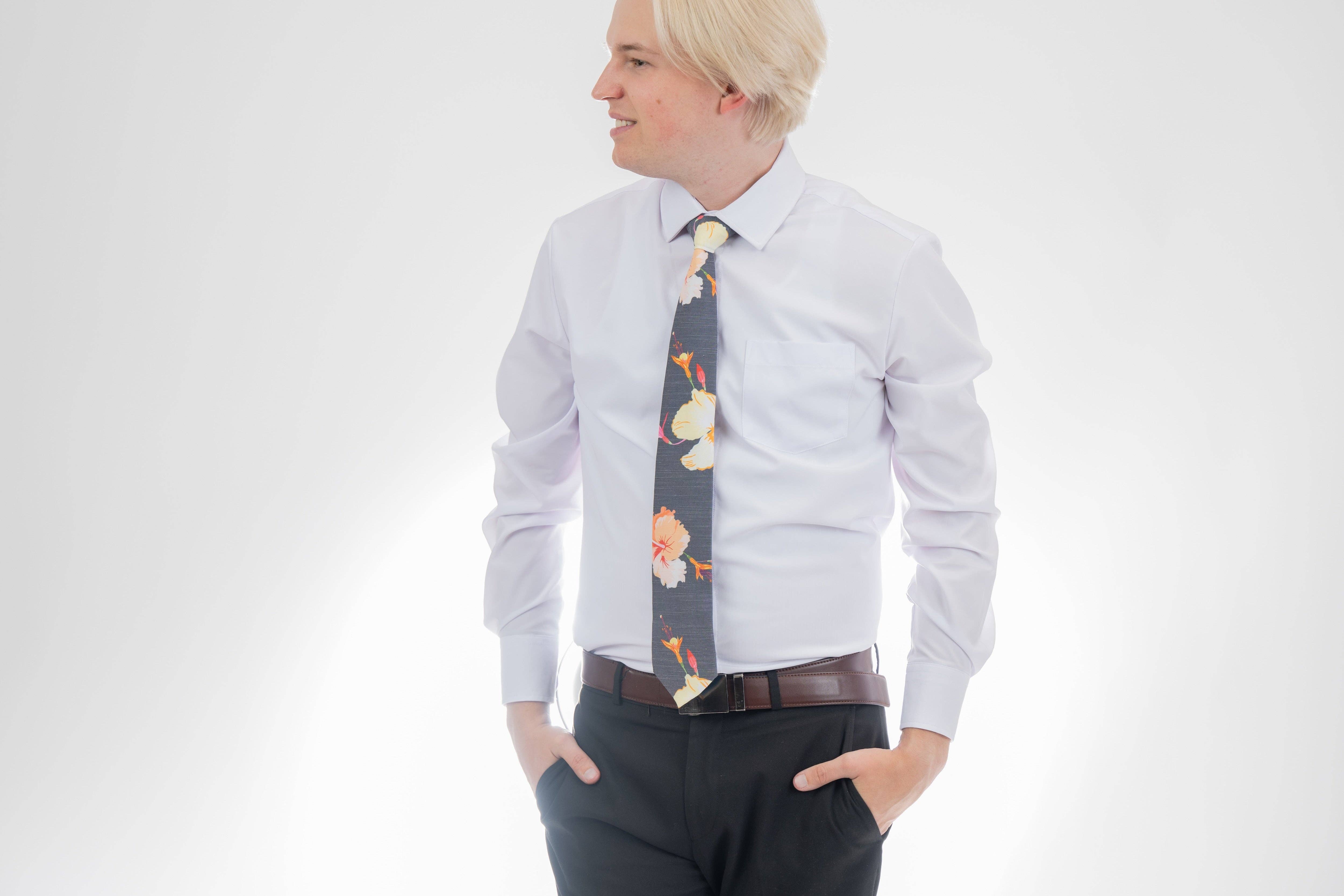 Bombora Ties - Wholesale Necktie - Men's - Sky Hibiscus1