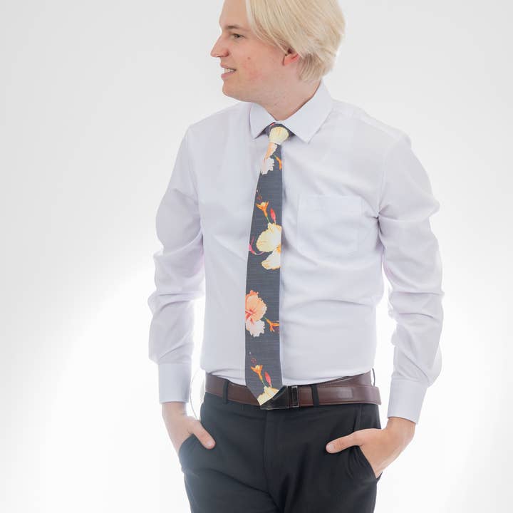 Bombora Ties - Wholesale Necktie - Men's - Sky Hibiscus1