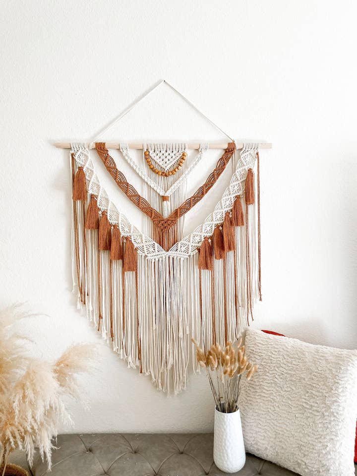 Modern Macrame Wall Hanging with Beads and Tassels Decor for wholesale by Naorvi Macrame