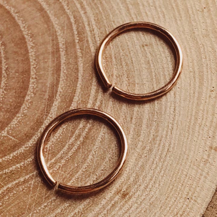 Small rose gold hoops for wholesale by Orchha Jewels