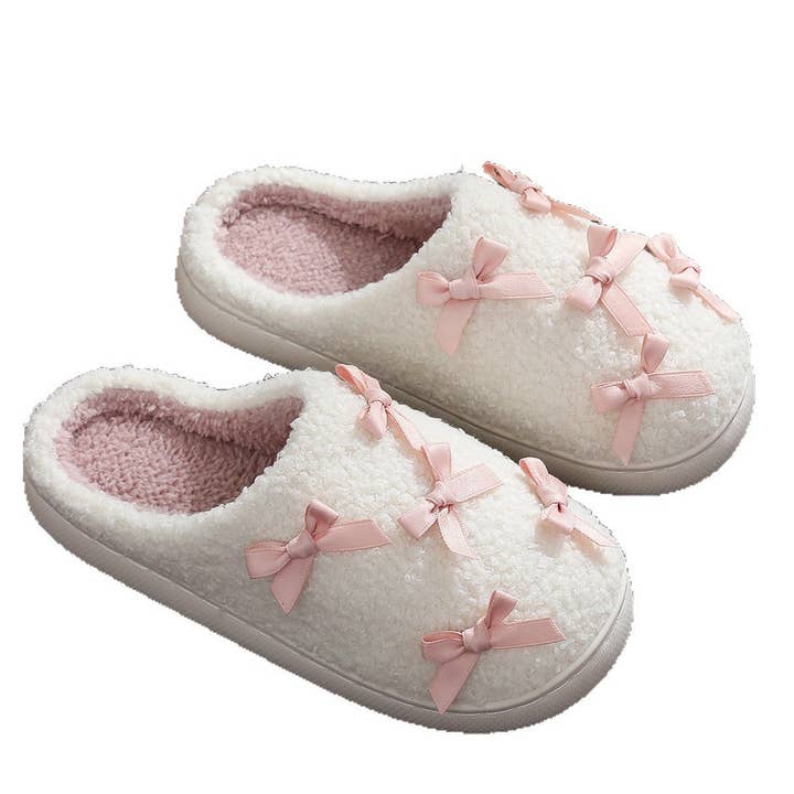 DOUBLJU - Wholesale Slippers - Women's - CUTE WARM HOME BOW COTTON SLIPPERS_CWSHS115315