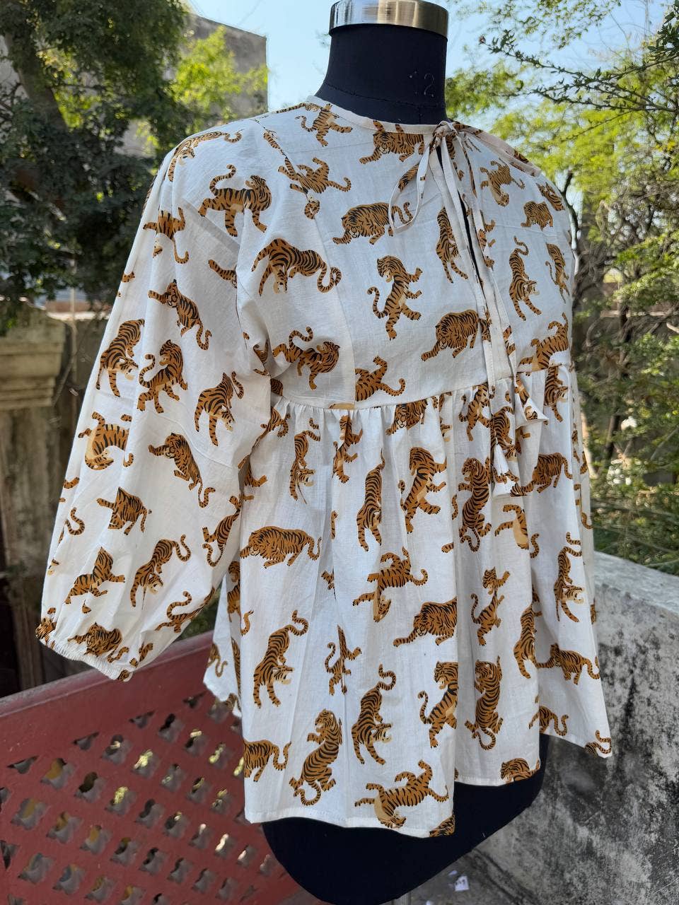 GYPSY STUDIO - Vente Robe – femme - Robe courte décontractée en coton à imprimé tigre pour femme0