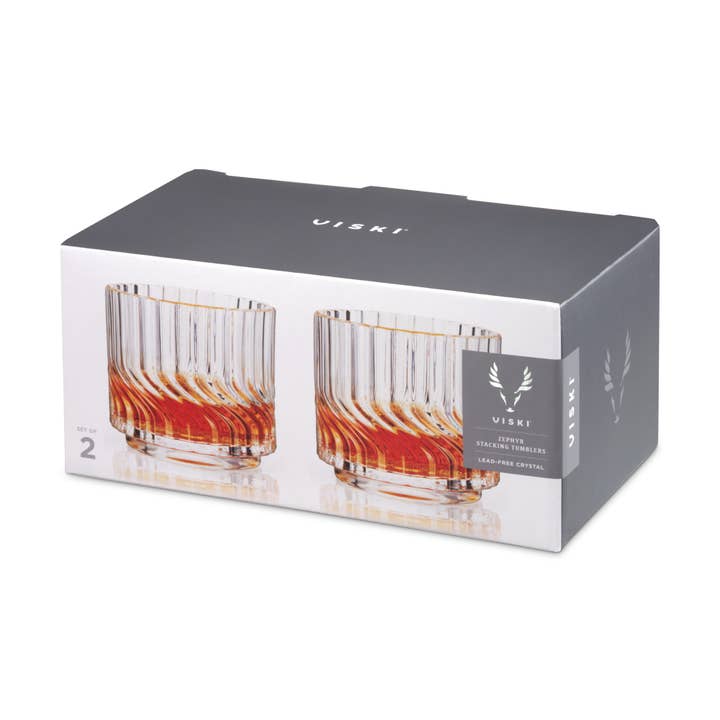 Viski - Wholesale Cocktail/Liquor Glass - Zephyr Crystal Lowball Tumblers Set of 21