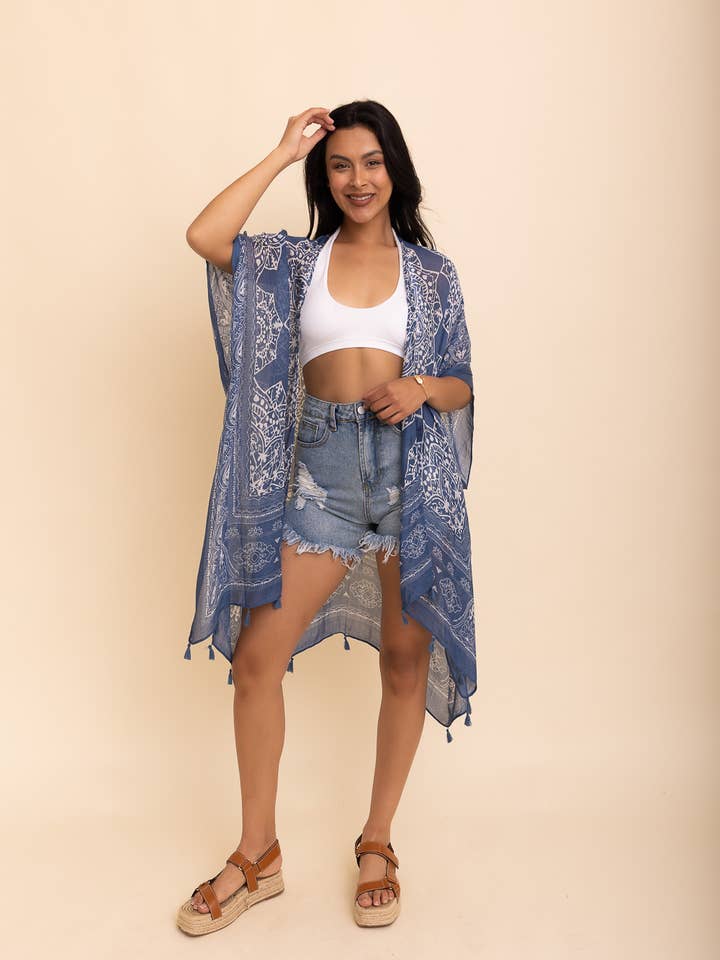 Leto Accessories - Wholesale Kimono - Women's - Versatile Kimono Cardigan with Tassels - Festival Ready 🎡10