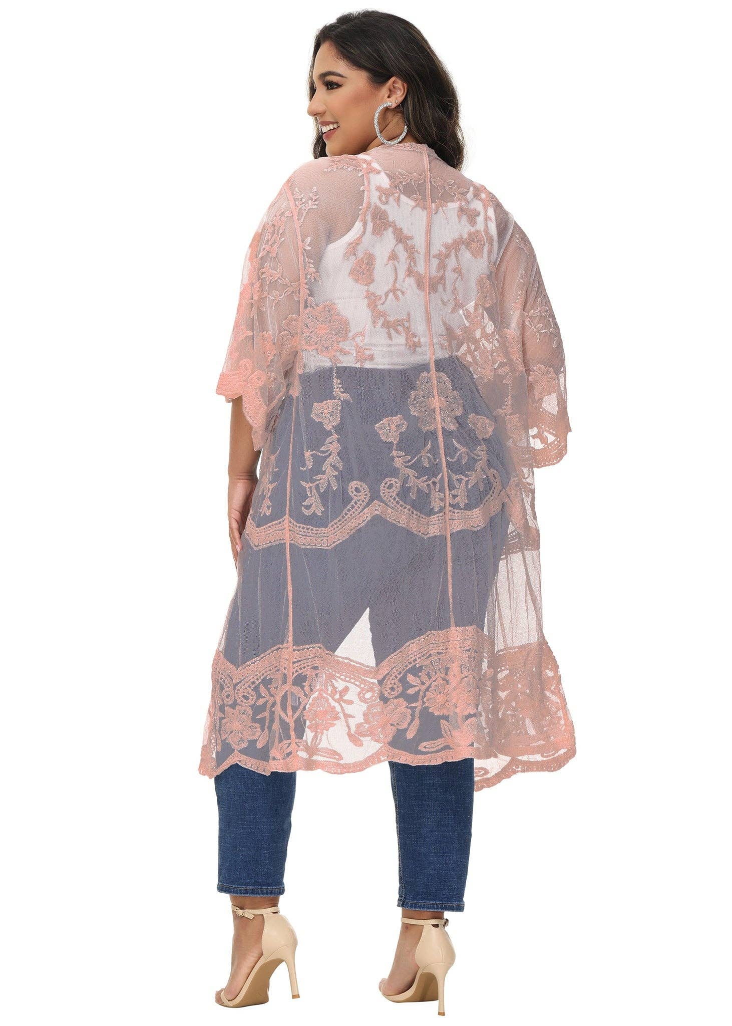 Anna Kaci Wholesale - Wholesale Cardigan - Women's - Women's Plus Size Lace Cardigan Open Front Floral Cardigan1