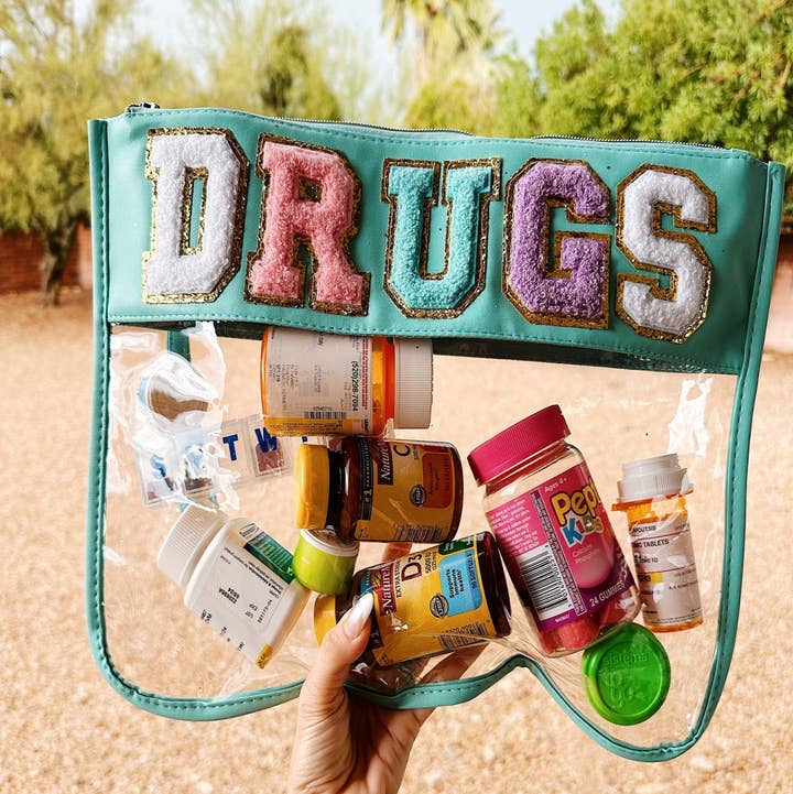 Zona Junkie - Wholesale Pouch - Women's - Chenille Letter Clear Organizer Bag - Extra Large0