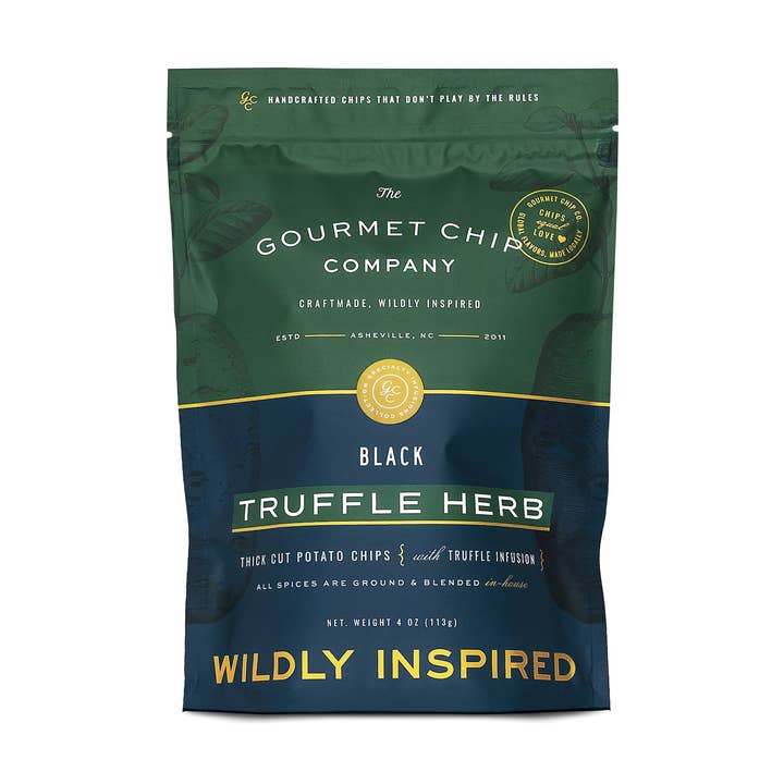 Black Truffle Herb Thick Cut Potato Chips - Case of 12 for wholesale by The Gourmet Chip Company