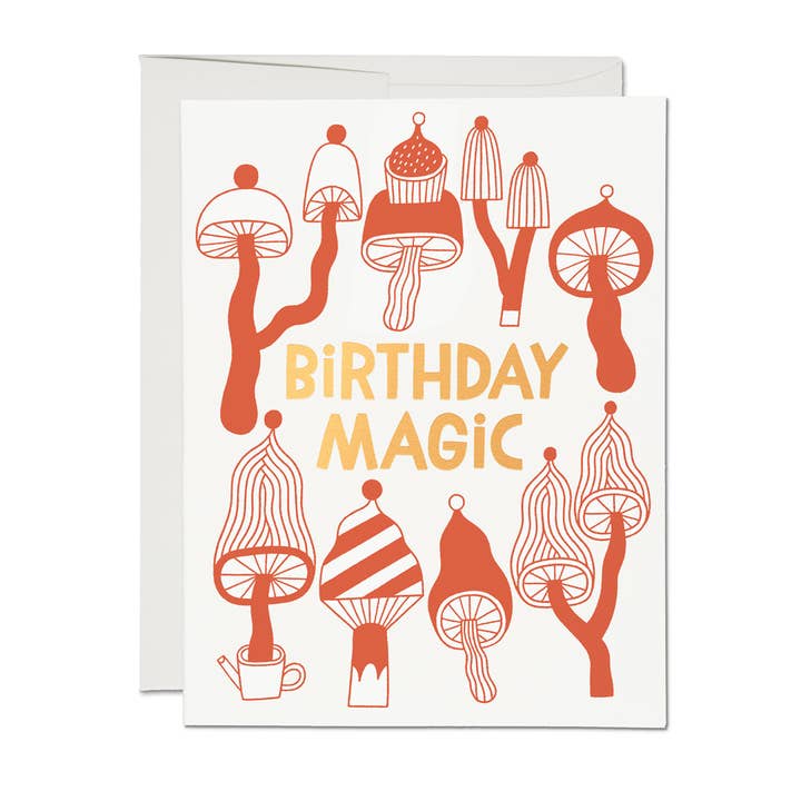 Mushroom Magic birthday greeting card for wholesale by Red Cap Cards
