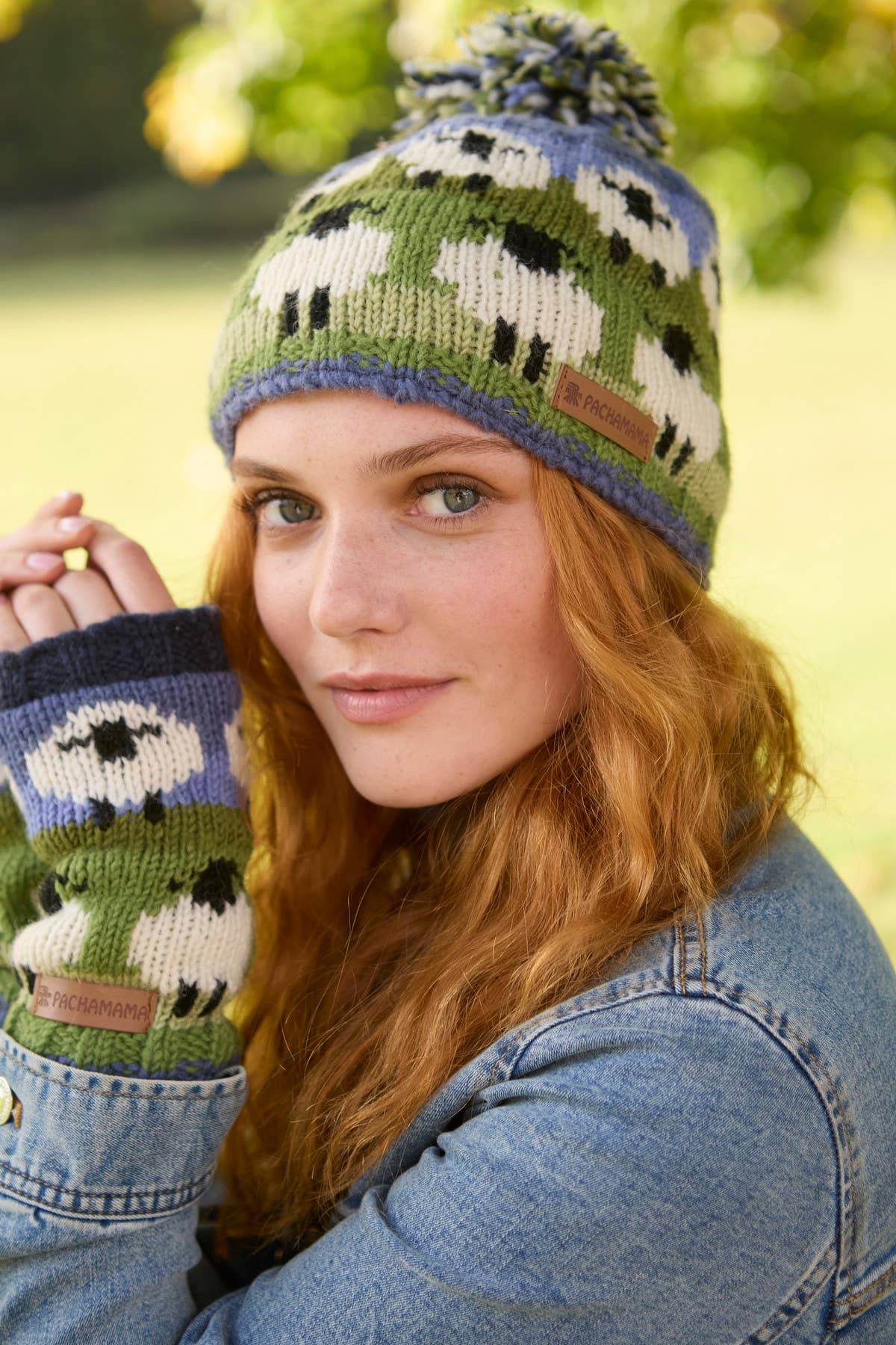 Pachamama Ltd - Wholesale Beanie - Women's - Flock of Sheep - Knitted Wool White Sheep Bobble Beanie Hat2